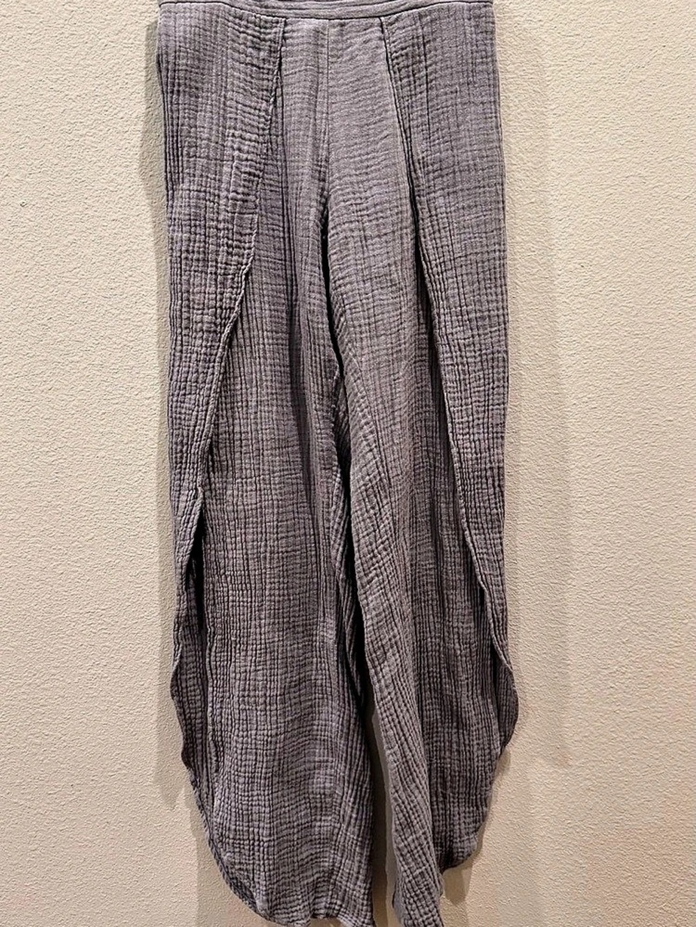 DREW Double Gauze Split-Leg Wide Pant Wide Leg Pants in Gray Gauze Juniors X